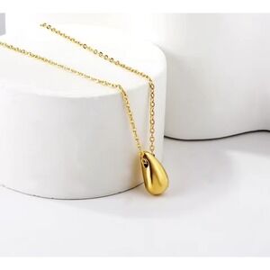 Teardrop Pendant Necklace, Gold‎ Plated Sterling Silver Jewelry, 16-18”